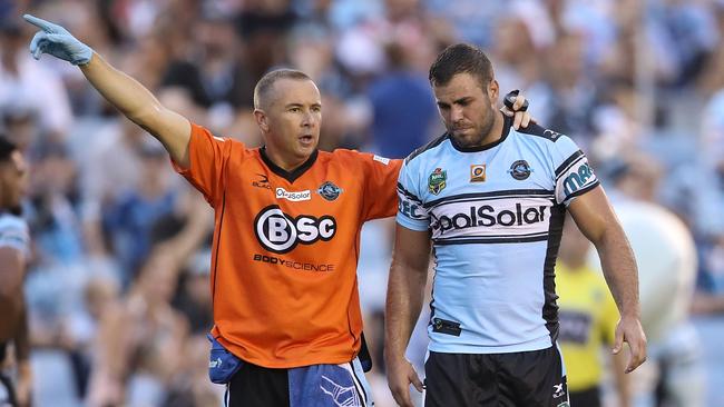 Wade Graham taken off with concussion.