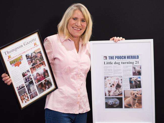 Former Whitsunday Times editor Leanne Abernethy has started her own business offering mock front pages of newspapers for special occasions. Photo: Tropix Photography