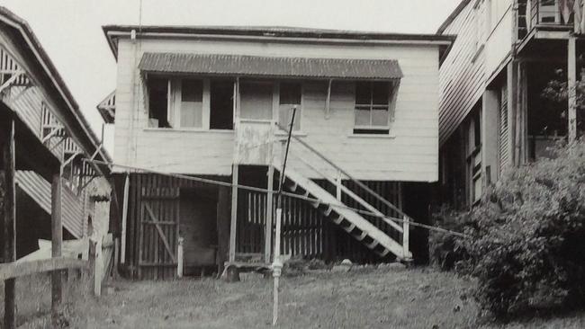 A picture of the backyard of the McCulkins' home at 6 Dorchester St at Highgate Hill in the 1970s, when the family went missing. The picture was tendered during Garry Dubois' trial for the alleged murders of Barbara, Leanne and Vicki McCulkin - Photo Supplied QLD Court