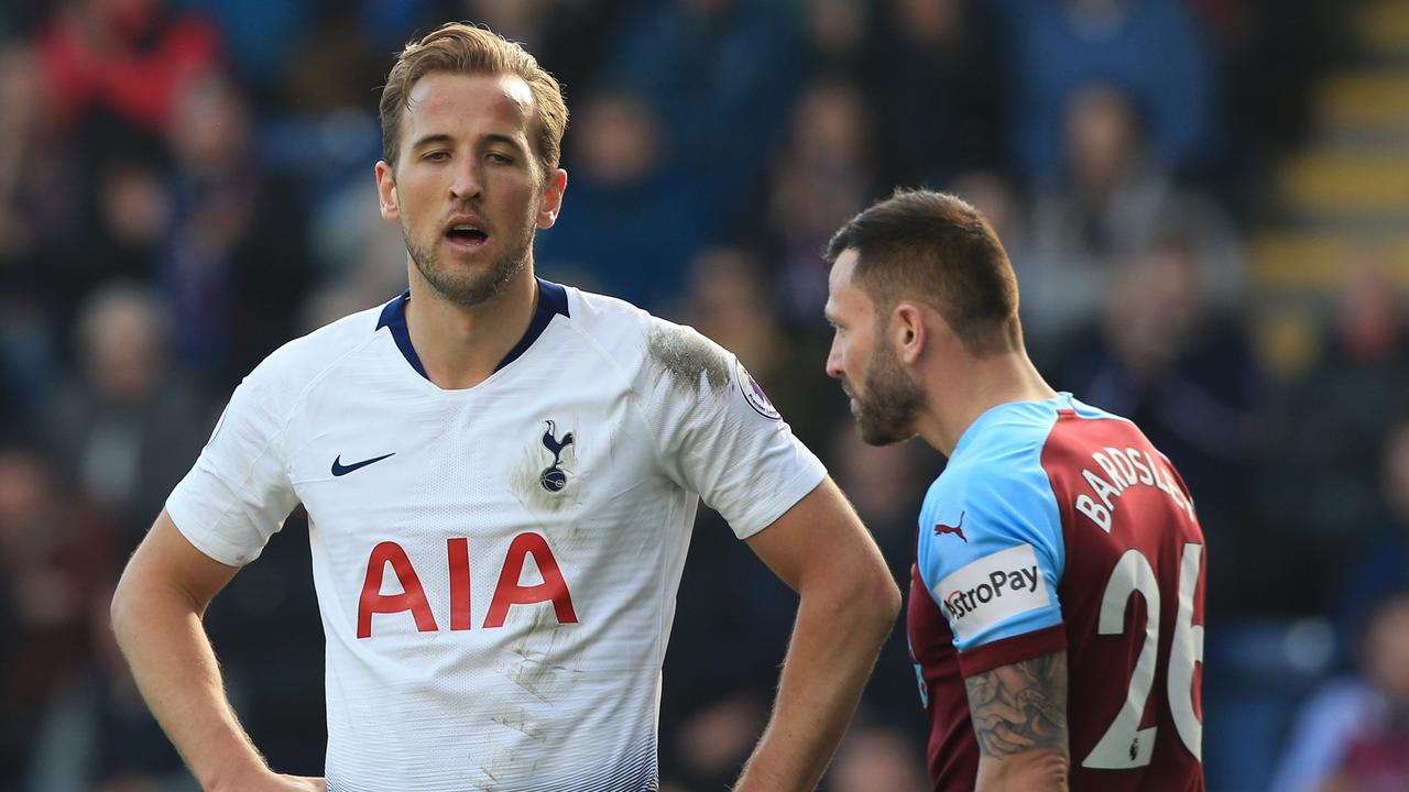 Tottenham Hotspur's English striker Harry Kane reacts after losing to Burnley