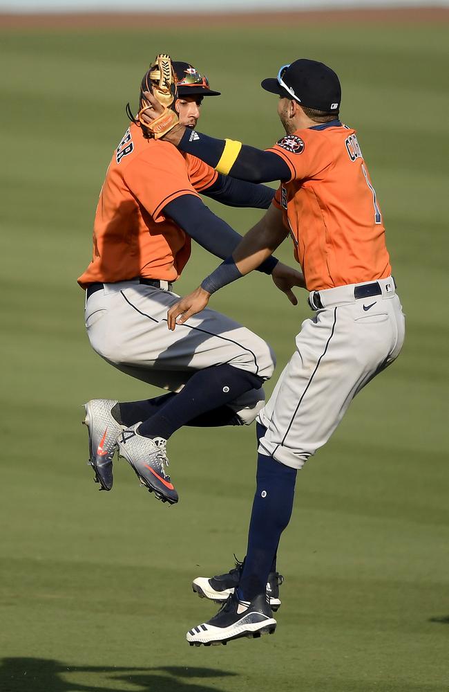 Carlos Correa and George Springer. (Photo by Kevork Djansezian/Getty Images)