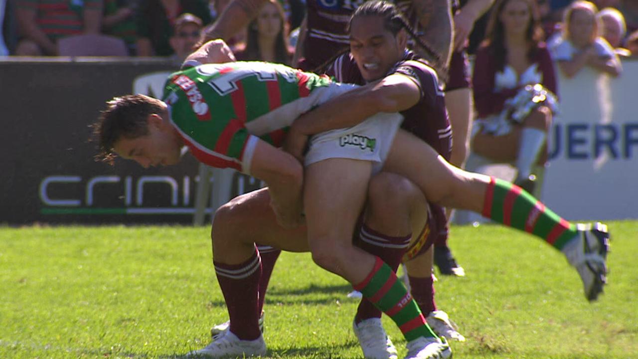 Marty Taupau drove Cameron Murray back after he came within inches of the try line.