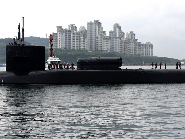 USS Michigan arrives in Busan, South Korea. Picture: AFP