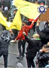 The Hezbollah flag was allegedly spotted at a protest in Melbourne’s CBD last year. Picture: Australian Federal Police.