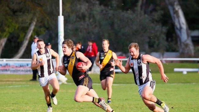 Brad Hoepner in action for Nuriootpa. He was dominant for both the Tigers and Olympic Dam through 2022. Picture: Supplied, Nuriootpa Football Club