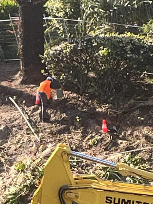 Workers on-site at the No.21 Broadbeach site after the first sod was turned. Picture: Supplied