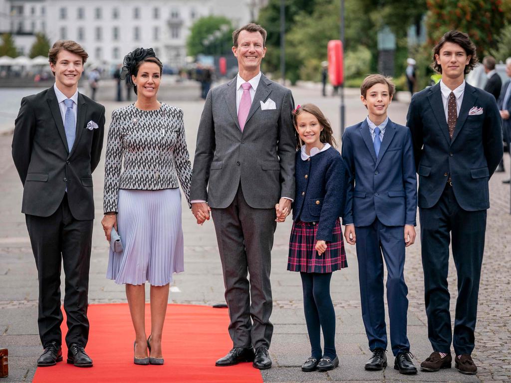 Princess Marie and Prince Joachim with Felix, Athena, Henrik and Nikolai. Picture: AFP