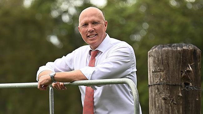 Defence Minister Peter Dutton on his Queensland farm this week. Picture: Lyndon Mechielsen