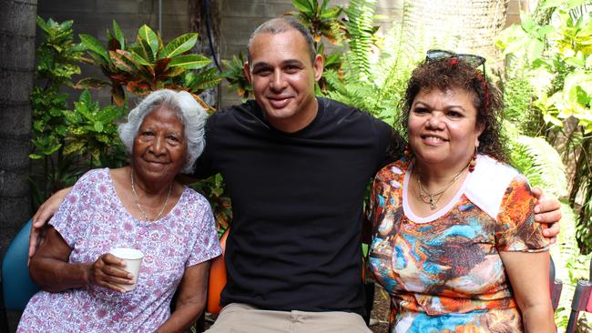 Danila Dilba delivers its first COVID-19 vaccines to local Darwin Elder Tina Murphy, community leader Thomas Mayor and Danila Dilba Chair Carol Stanislaus. Picture: Supplied