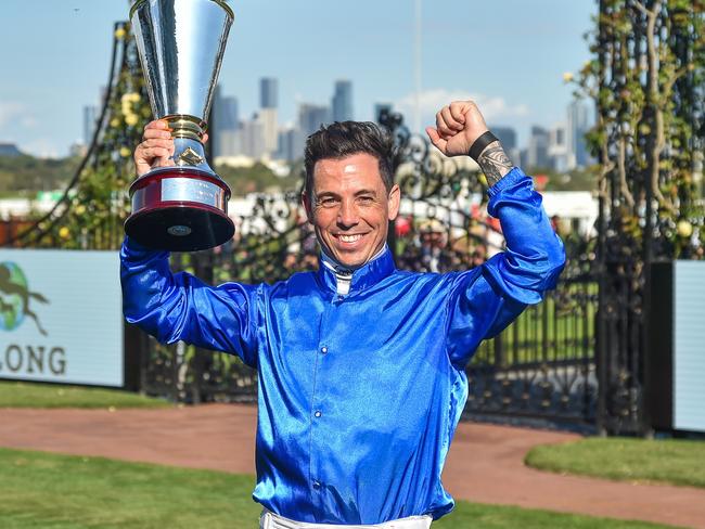 Dean Holland after In Secret won the Yulong Stud Newmarket Handicap at Flemington Racecourse on March 11, 2023 in Melbourne, Australia. (Photo by Reg Ryan/Racing Photos)