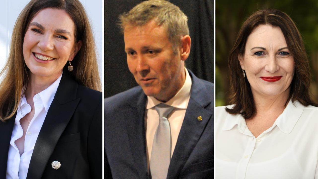 From left: Independent Suzie Holt; LNP MP Garth Hamilton; Labor candidate for Groom Gen Allpass.