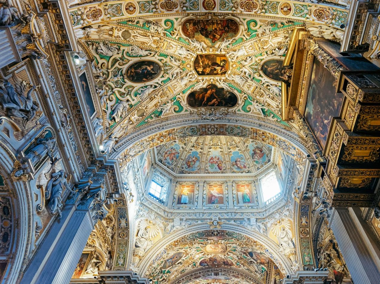 Interior of Basilica of Santa Maria Maggiore Bergamo in Italy