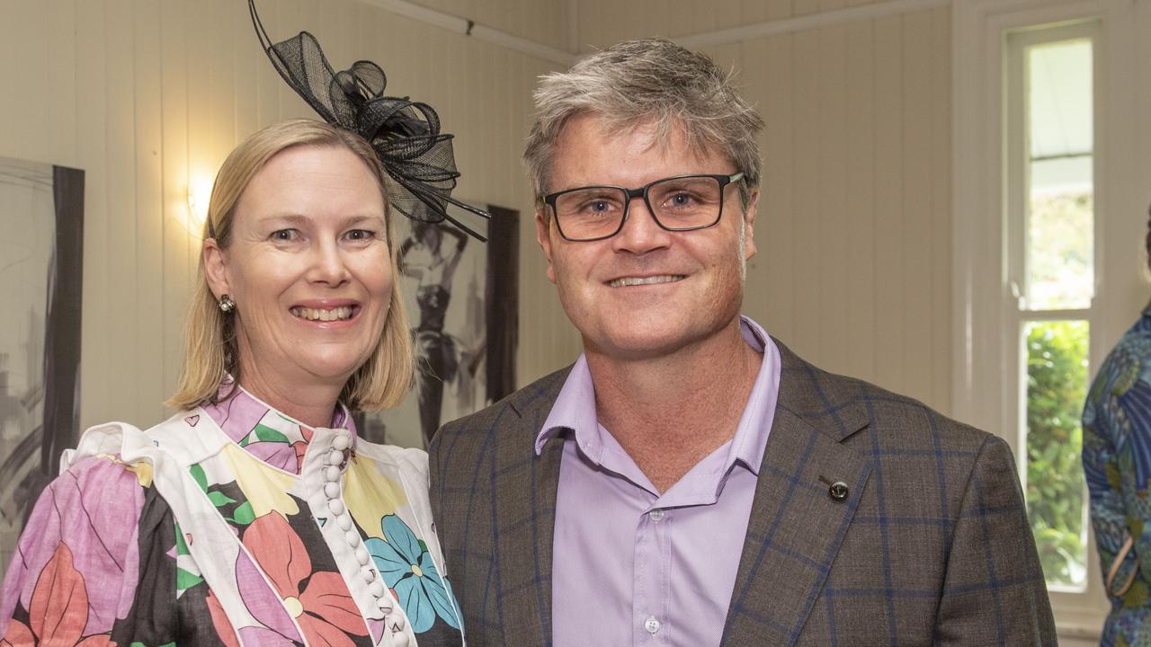 Camilla Taylor (left) and Andrew Searle. The Chronicle Toowoomba Hospital Foundation Melbourne Cup at Urban Grounds Cafe raising funds for One Wish, One Cure for Type 1 Diabetes. Tuesday, November 1, 2022. Picture: Nev Madsen.