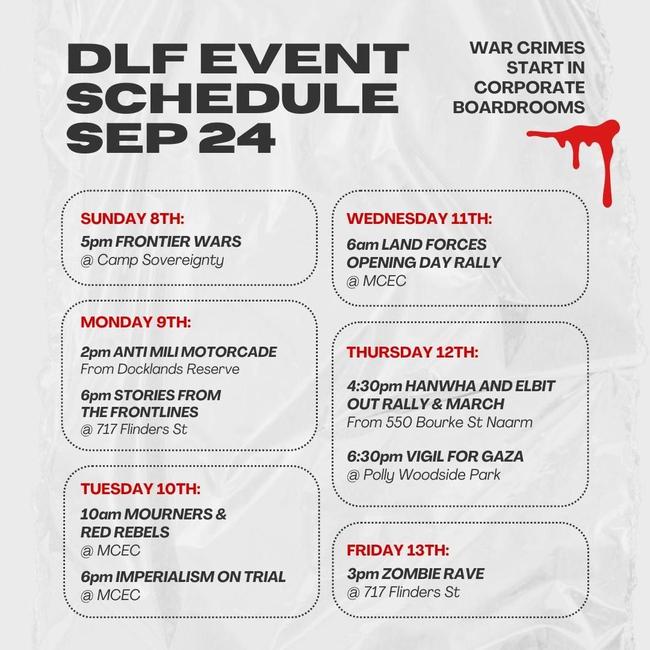 Disrupt Land Forces event schedule.