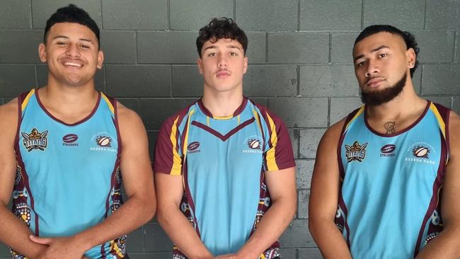 Keebra Park's Queensland Under-18 representatives: Arama Hau, Seth Nikotemo and Immanuel Kalekale. Picture: Facebook/Keebra Park SHS