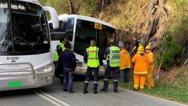 Emergence services at the scene of the accident. Picture: Victoria Police