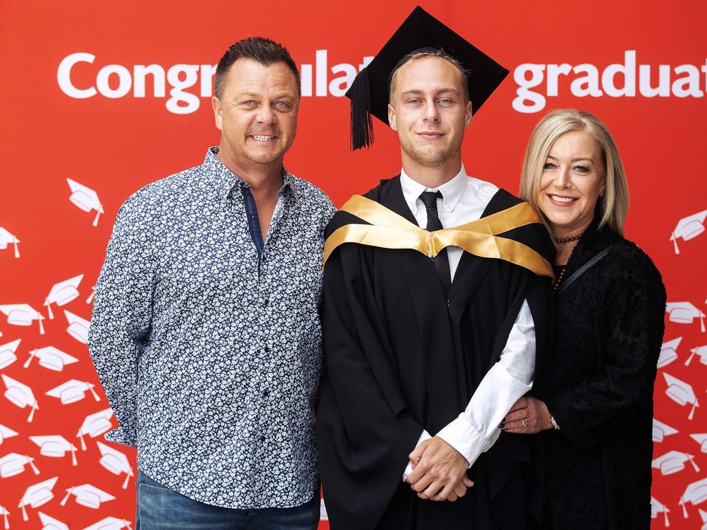 UTAS Graduations, Shane, Jack and Dianne Joyce at Hobart. Picture Chris Kidd