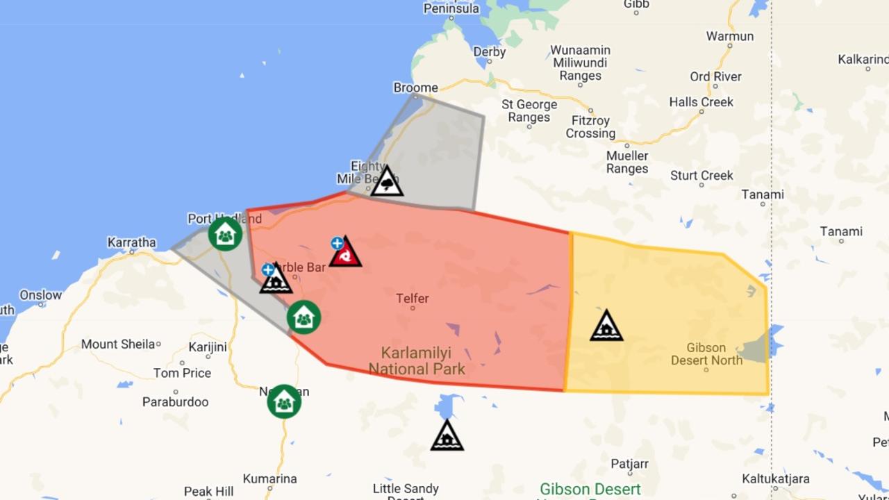 DFES extended the cyclone red alert area mid-Friday morning as Ilsa moves inland across the eastern Pilbara as a category 3 system.