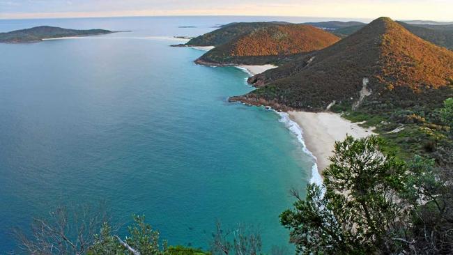 Looking over Zenith Beach from just one of the amazing lookout spots at the top of Mt Tomaree. Picture: Contributed