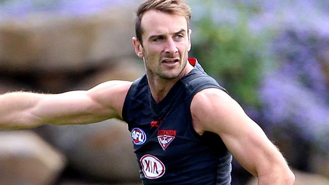 Jobe Watson calls for the footy. Picture: Hamish Blair