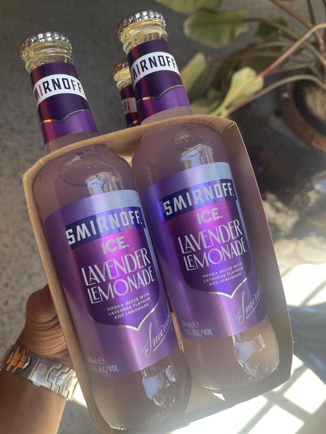 Smirnoff Ice Lavender Lemonade is a limited-edition alcoholic drink of the famed lilac colour associated with Taylor Swift. Picture: news.com.au