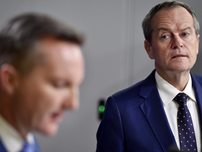 Opposition leader Bill Shorten with Chris Bowen. Picture: Jason Edwards