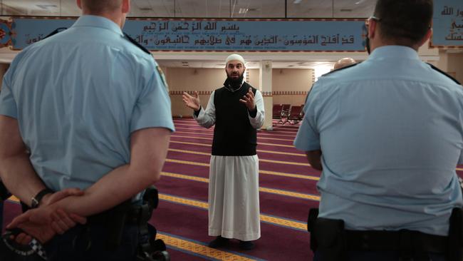 Community sources said that Sheik Charkawi, pictured here at Lakemba Mosque event with the local police command, was accomplished but had no political experience.