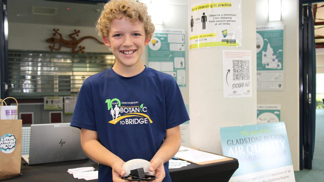 Jacob Van Itallie, 10, of Calliope was fascinated by a sensor that measures air quality every three seconds at Central Queensland University's second annual STEM Expo. Picture: Rodney Stevens