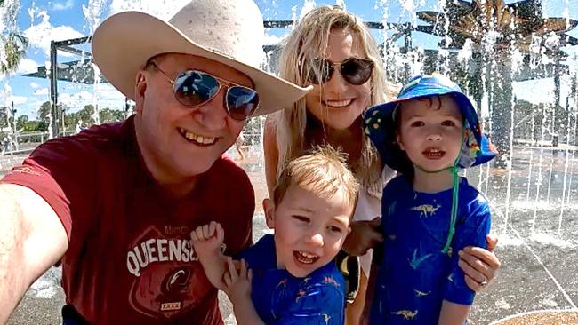 Deputy PM Barnaby Joyce enjoying a day out with his young family before his hat was sold at auction. Picture: