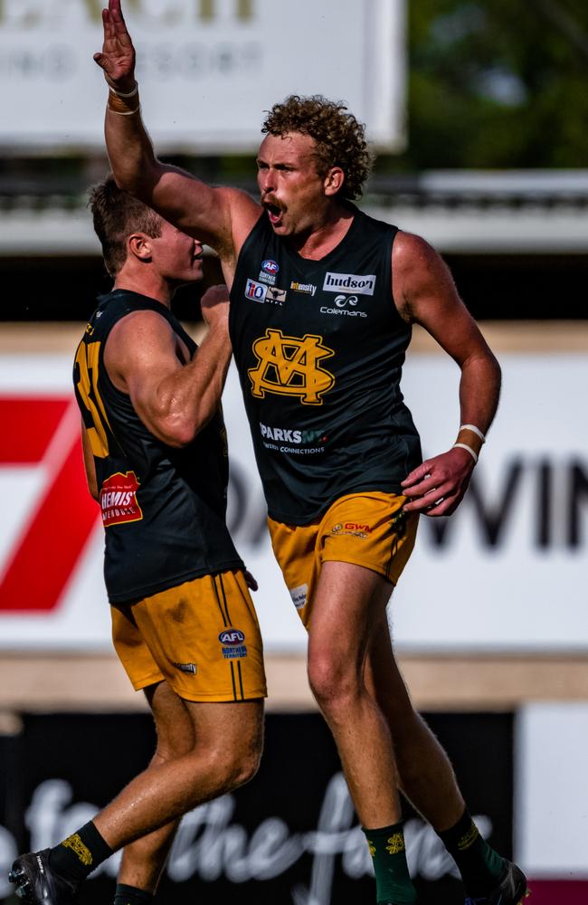 St Mary's forward Jackson Calder was back to his best after injury, kicking seven goals againast Wanderers. Picture: Patch Clapp / AFLNT Media