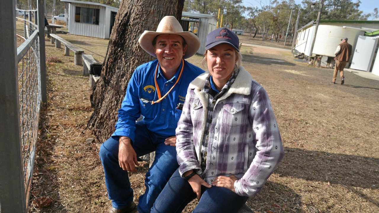 OUT AND ABOUT: Barry Knight (Toowoomba) and Pip Flower (Winton) at Karara. Picture: Gerard Walsh