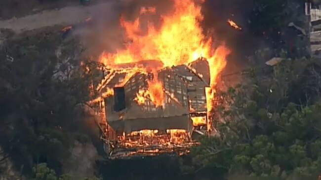 Twenty-nine homes and 67 sheds were razed in the bushfires which tore through Bunyip State Park. Picture: Nine News Melbourne