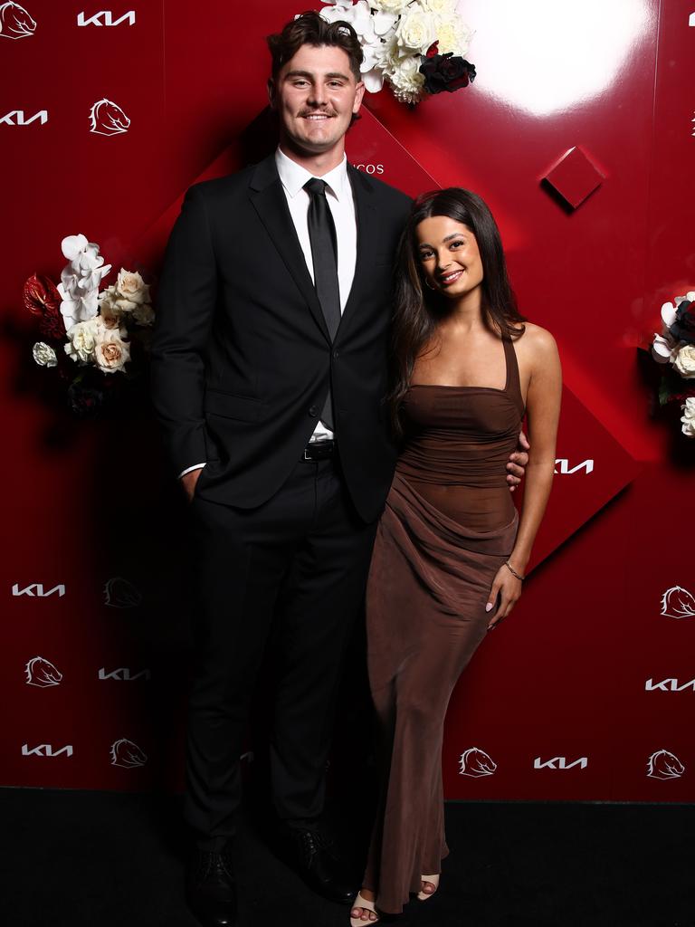 Fletcher Baker and Amy Doust at the Broncos awards night. Picture: David Clark