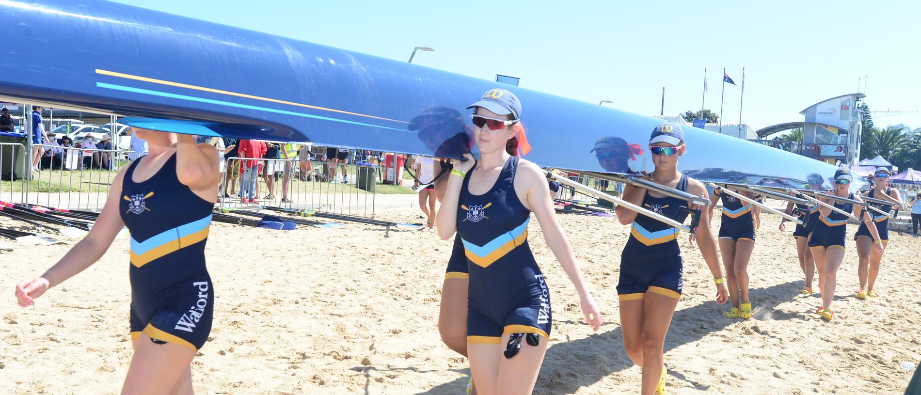 Walford girls head out for the competition. Picture: Michael Marschall