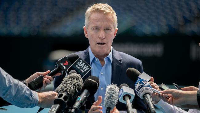 Craig Tiley addresses media at the Australian Open in January. Picture: AAP