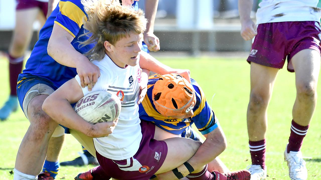 The ASSRL schoolboy 15 years. Queensland White player Nate Berrigan Queensland White Vs ACT. Thursday July 7, 2022. Picture, John Gass