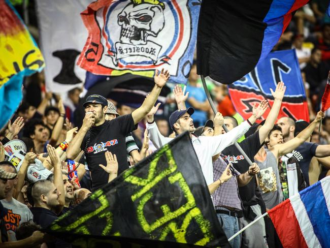 The fans from Steaua Bucuresti fight with the police in the stands News  Photo - Getty Images