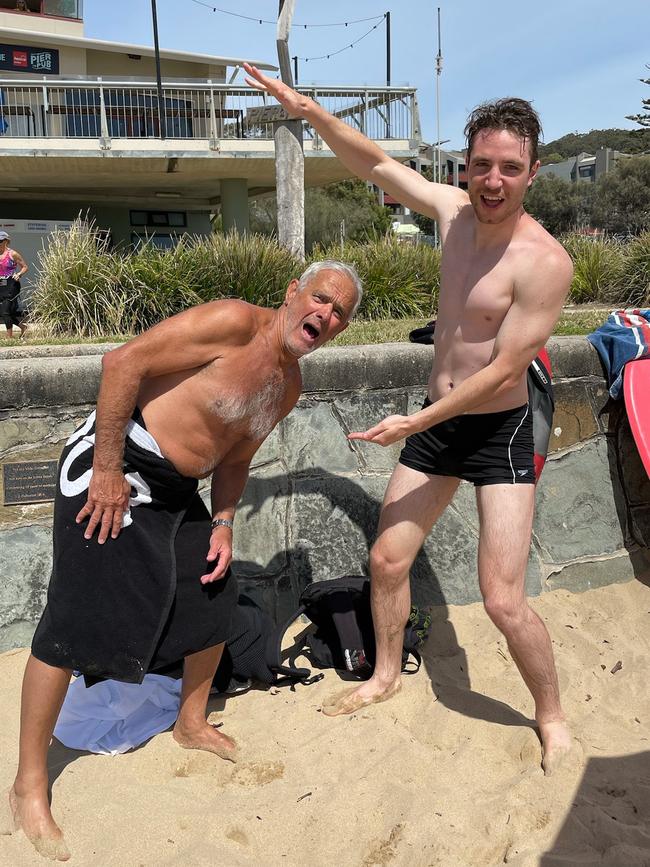 John Mantesso and friend Declan Murphy had an encounter with a White pointer Lorne Pier.