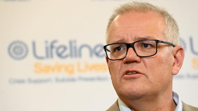 Prime Minister Scott Morrison visits Harbour to Hawkesbury Lifeline Centre in Gordon, during his funding announcement for Lifeline centres. Picture: NCA NewsWire / Jeremy Piper