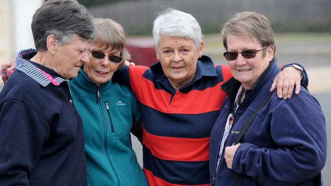 Linda Rook, Rita Burger, Nola Sullivan and Heather Mark of the Hamilton Line Dancing club. They were close friends of the victims. Picture: Andrew Henshaw