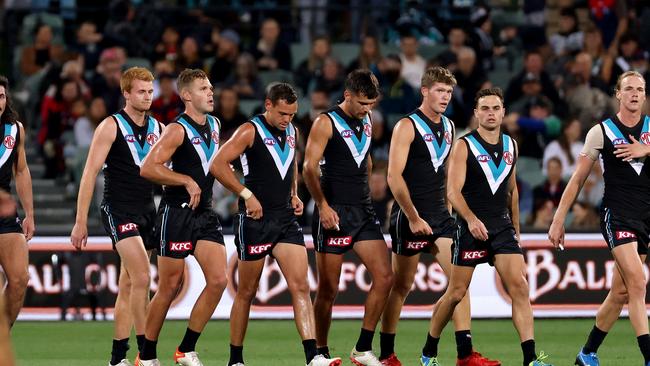 What is going on in Port Adelaide? Photo by James Elsby/AFL Photos via Getty Images