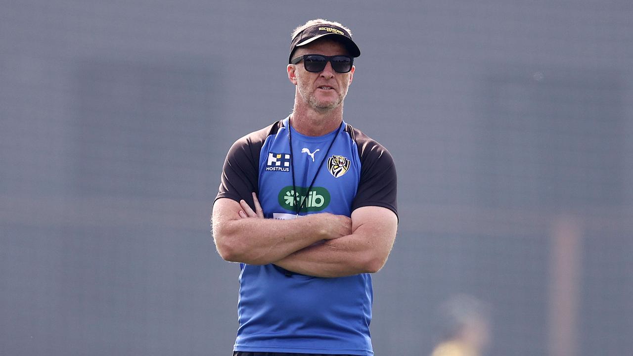 Damien Hardwick at Richmond training. Picture: Michael Klein