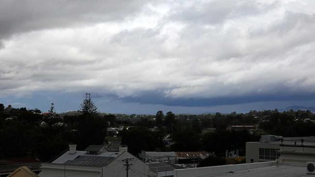 Large storm cell seen passing near Gympie's CBD. Picture: Jacob Carson