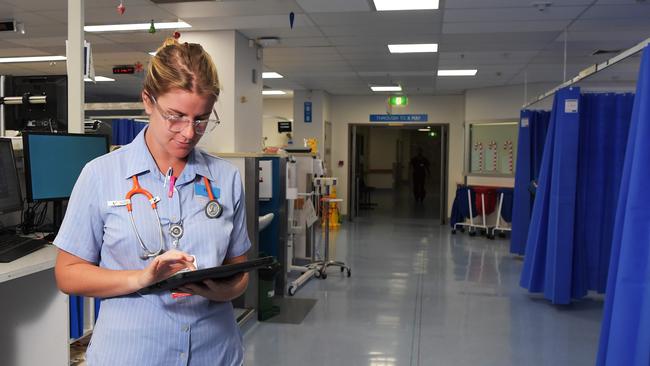 Nurse Louisa Bahen at the Emergency ward, Royal Darwin Hospital in 2018. Picture: Keri Megelus