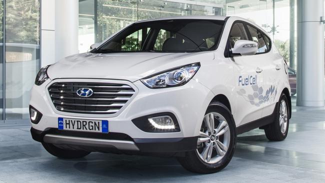 Petrol-free zone ... this hydrogen-powered Hyundai SUV emits only water vapour from its plastic tailpipe. Picture: Supplied
