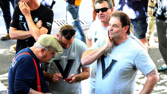 CFMEU Victorian secretary John Setka participates in a rally in Adelaide, October 2019. Picture: AAP Image / Kelly Barnes