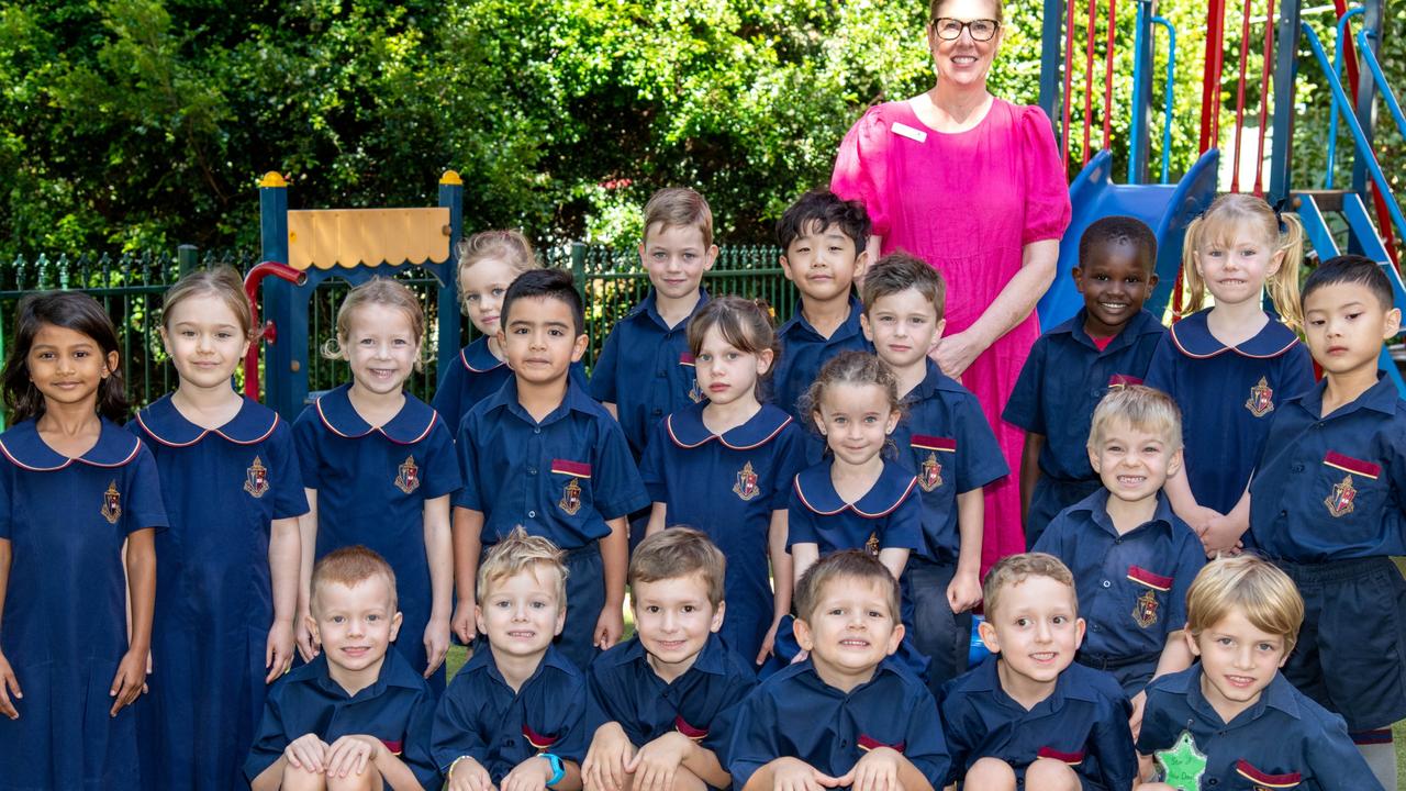 MY FIRST YEAR 2024: Toowoomba Anglican School Prep B students with teacher Mrs Louise Darr, February 2024. Picture: Bev Lacey