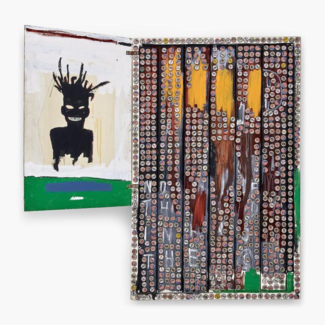 Jean-Michel Basquiat, Self portrait 1985, acrylic, coloured pencil and bottle caps on two wooden panels. Picture: Estate of Jean-Michel Basquiat. Licensed by Artestar, New York