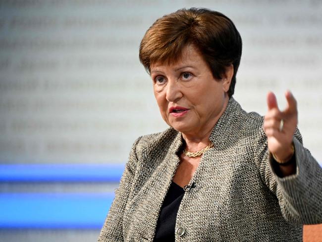 International Monetary Fund (IMF) Managing Director Kristalina Georgieva speaks during an interview with AFP at IMF Headquarters in Washington, DC, on January 10, 2024. Artificial intelligence poses risks to job security around the world, but also offers a "tremendous opportunity" to boost flagging productivity levels and fuel global growth, the International Monetary Fund (IMF) Managing Director Kristalina Georgieva told AFP. (Photo by OLIVIER DOULIERY / AFP)