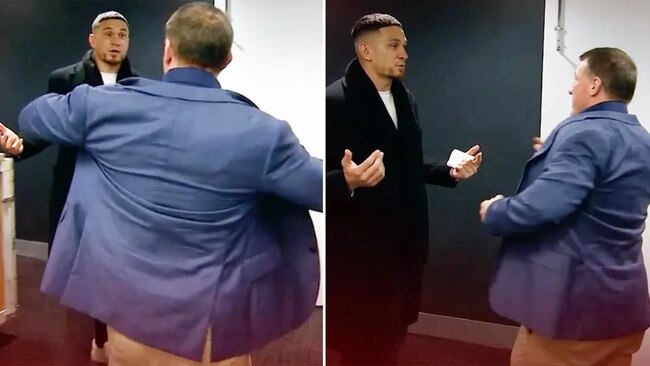 Paul Gallen and Sonny Bill Williams clash at the Channel 9 studios in 2022. Picture: Channel 9